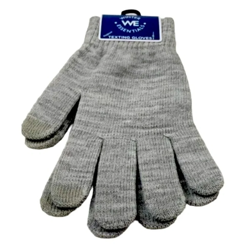 WE Texting Touchscreen Gloves 2 Pair Warm Winter Stretchy Knit Gray OS Unisex